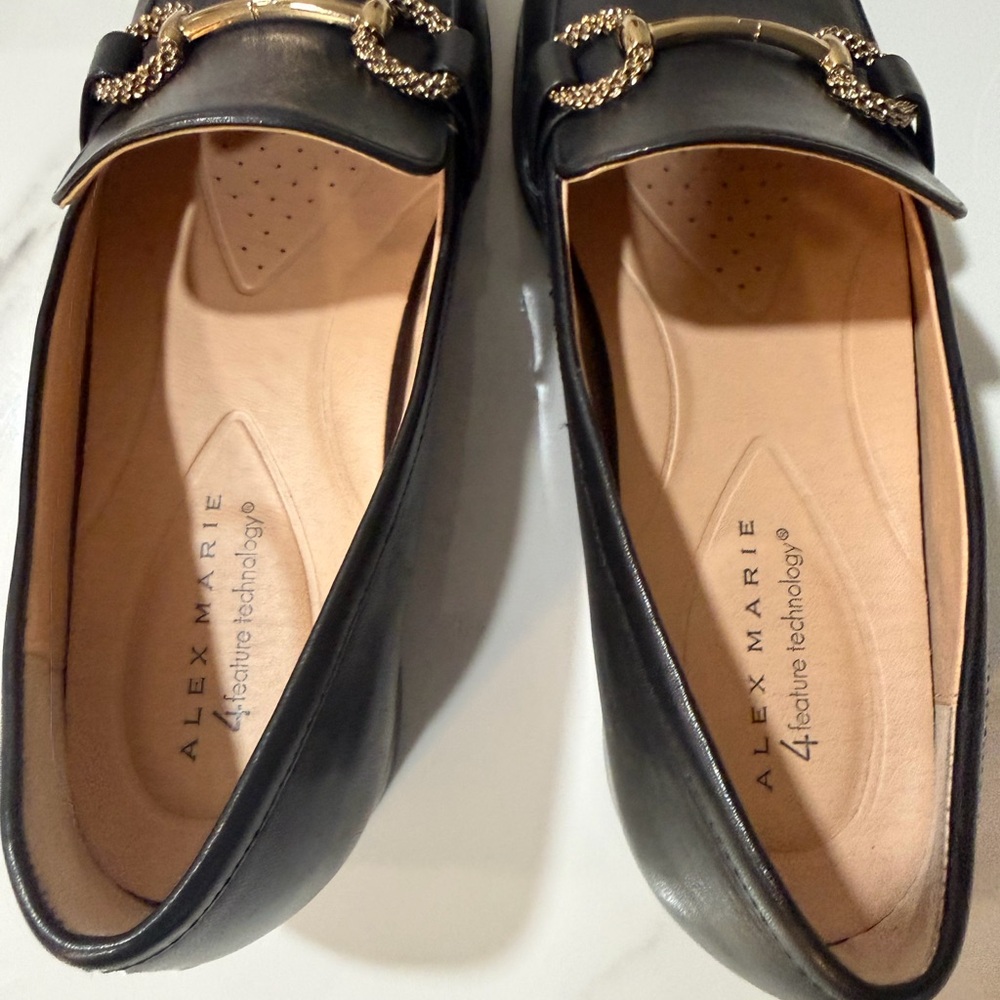 Alex Marie Academia Capsule Clean Girl  Sz 9 Minimalist Black Leather Loafers - Picture 4 of 9